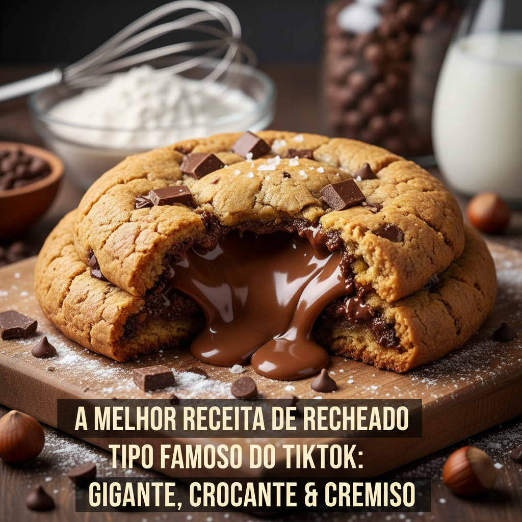 A Melhor Receita de Cookie Recheado Tipo Famoso do TikTok: Gigante, Crocante por Fora e Cremoso por Dentro