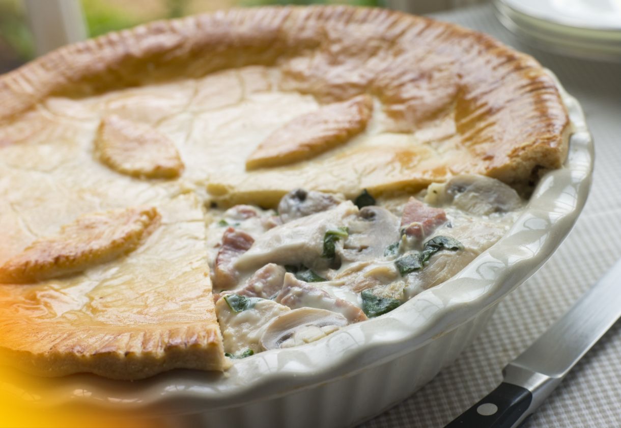 Receita de Torta de Arroz com Frango e Cogumelos