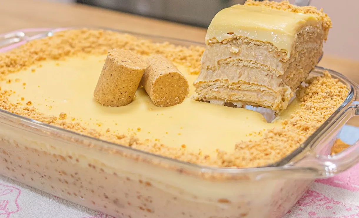 Olha só como fica cremoso esse pavê de paçoca e não dá trabalho de fazer