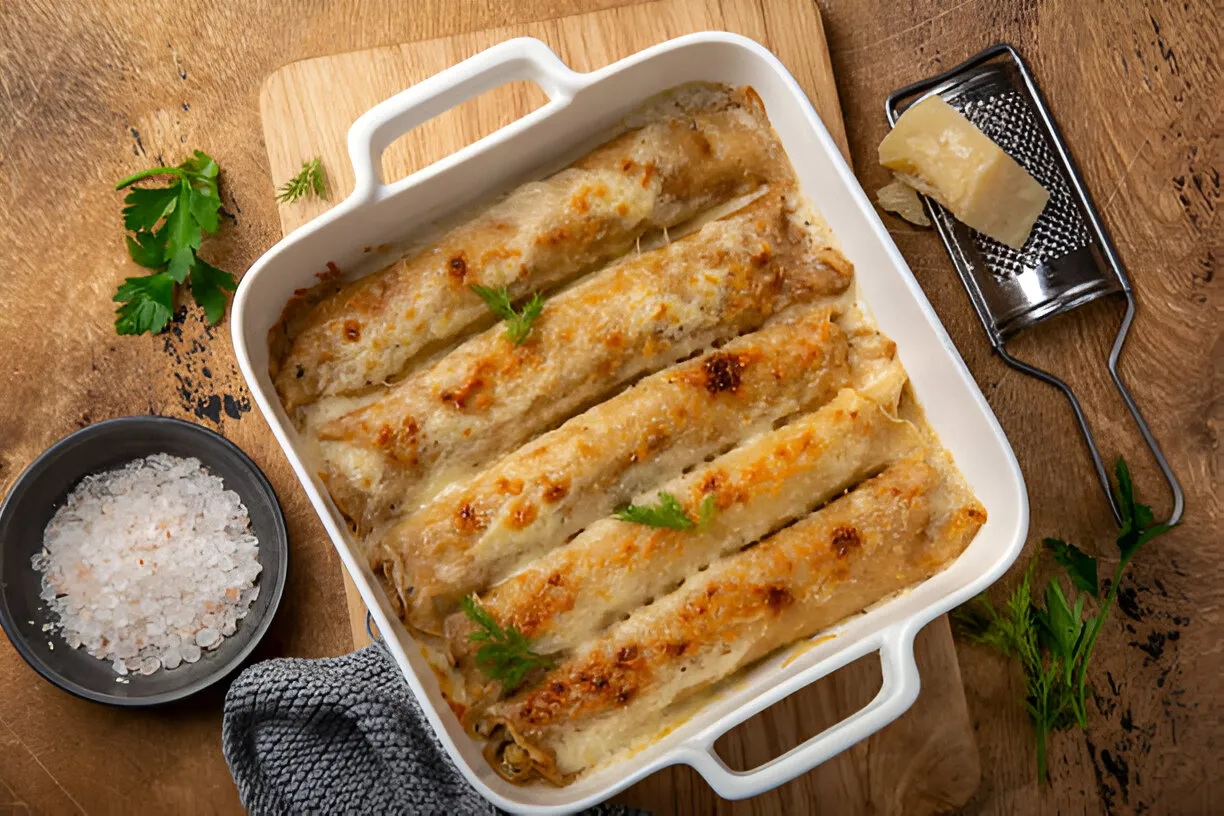 Panqueca cremosa de frango igual a essa você vai querer fazer quase todo dia