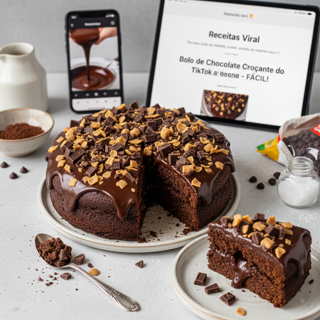 Bolo de Chocolate Crocante do TikTok: A Receita Viral Mais Fácil