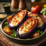 Receita de Berinjela Recheada com Queijo e Tomate na Air Fryer