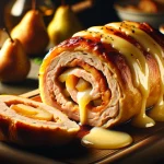 Receita de Rocambole de carne recheado com pera e queijo