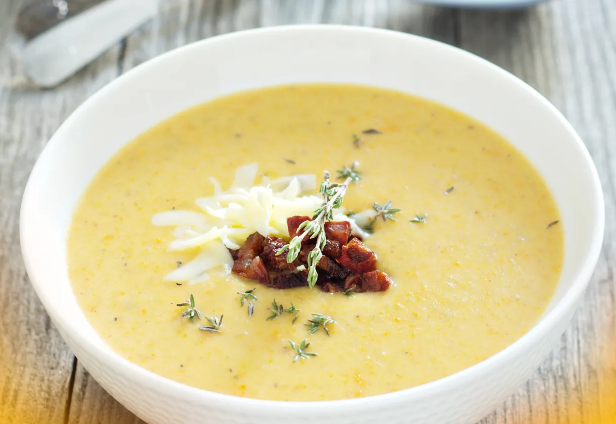 DALL·E 2024 06 07 16.00.44 A detailed high quality image showing all the ingredients needed for making a creamy potato soup including potatoes onions garlic milk cream an 1 1