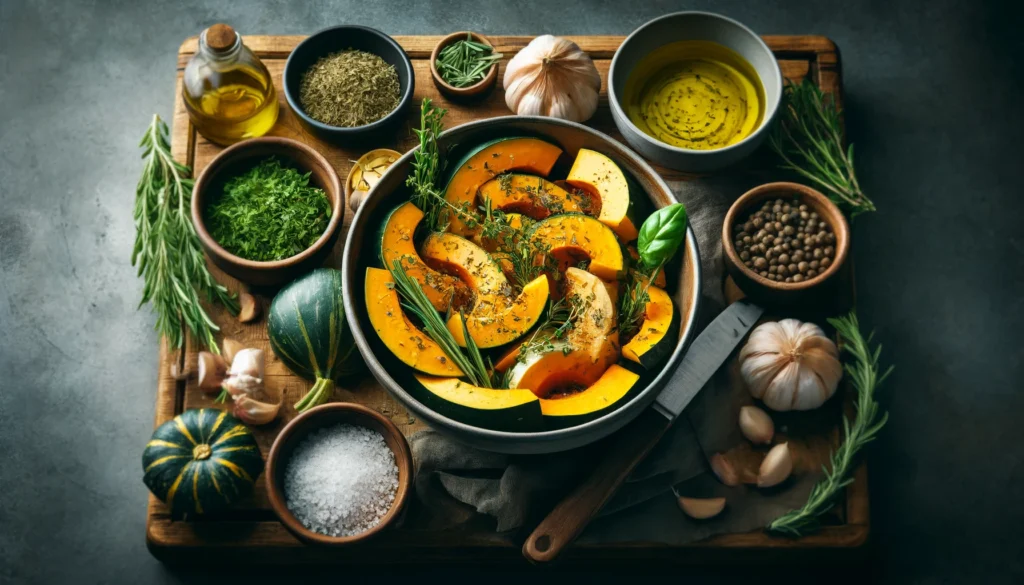 Ingredientes para Preparar a Abóbora Cabotiá Assada com Ervas Aromáticas