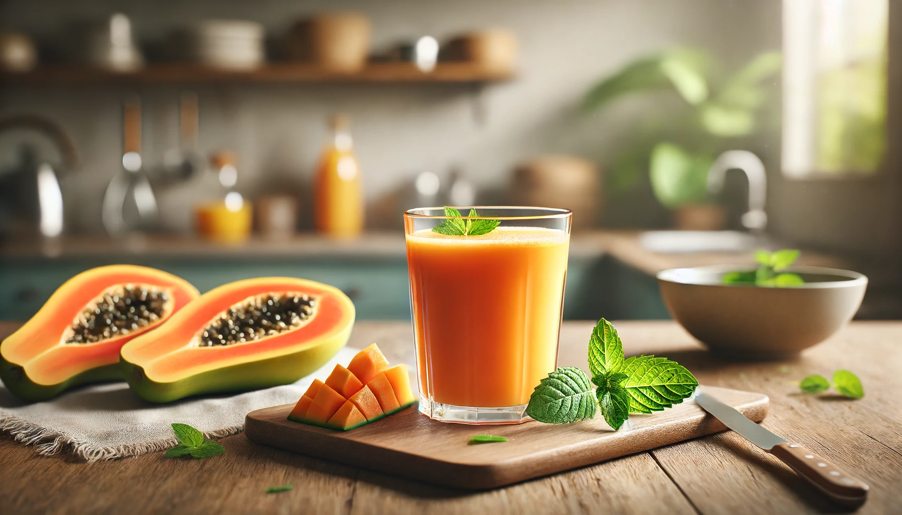 Suco de Mamao com Hortela para Equilibrar a Glicose