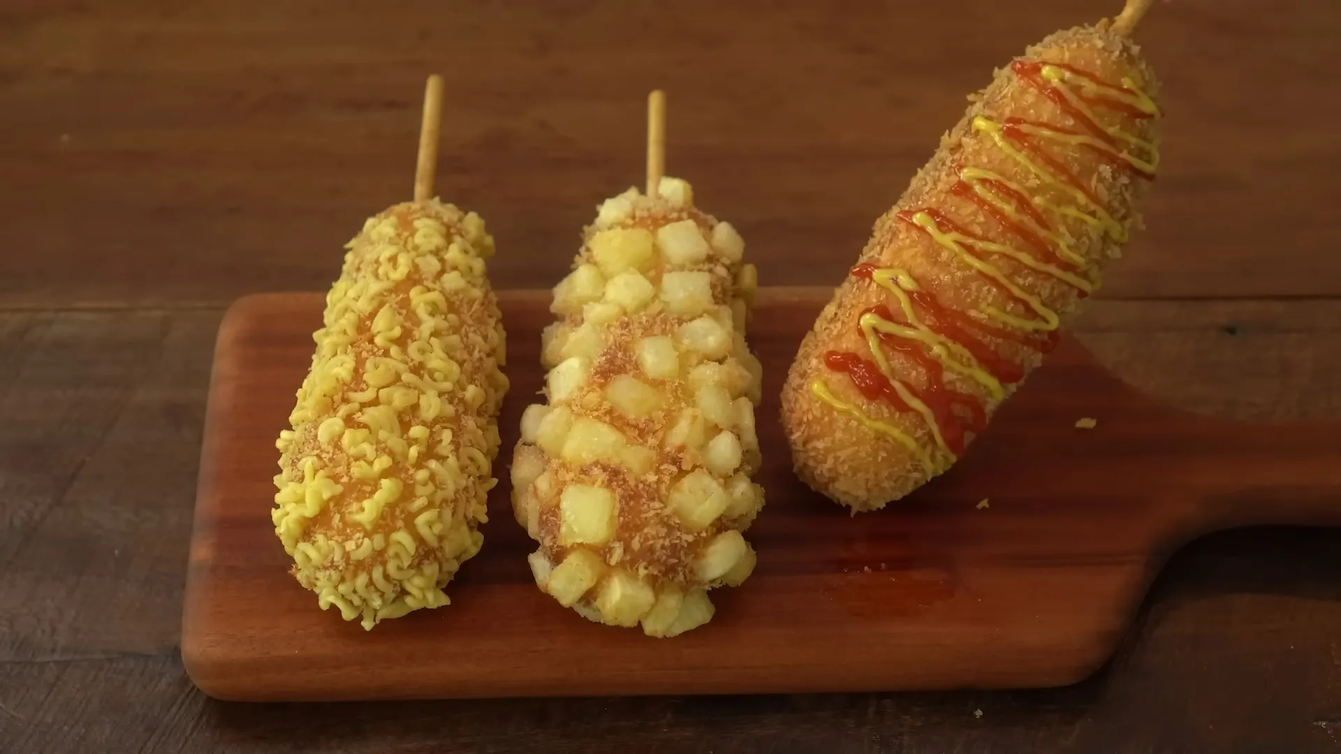 45 Receita Famosa de Queijo Coreano Corn Dog Comida de Rua Coreana E muito deliciosa