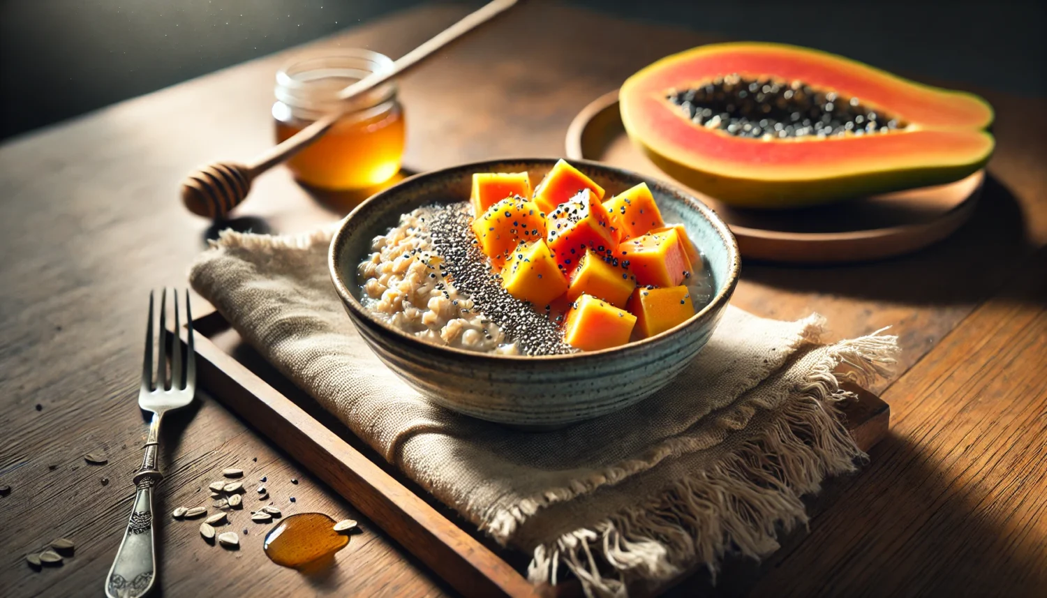 Receita Fit Aveia com Mamão e Chia para um Café da Manhã Saudável e Energético