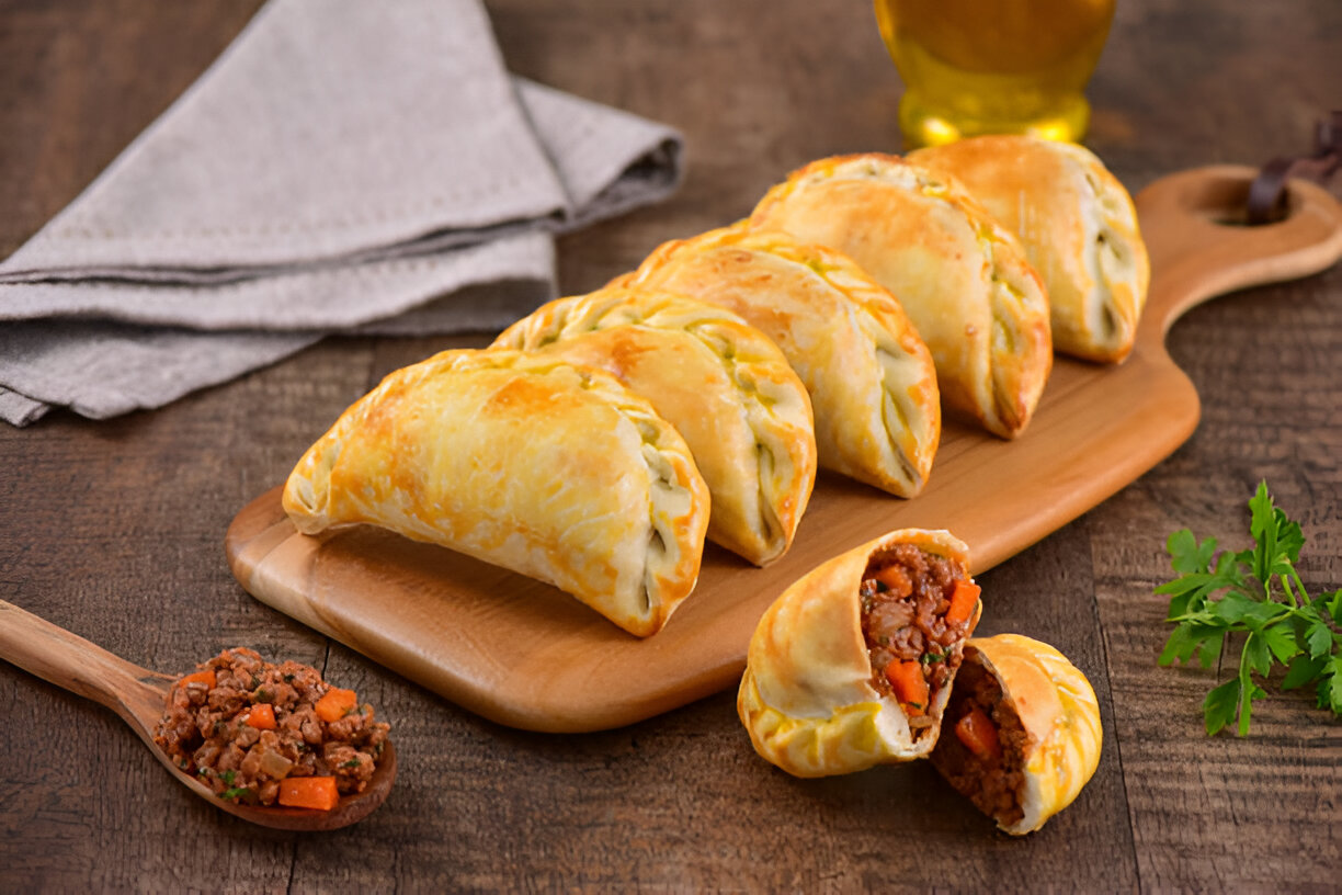 Pastelzinho assado: com uma massa perfeita e um recheio super suculento, explosão de sabor